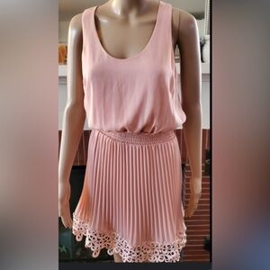 Express Blush Pink Pleated Mini Dress